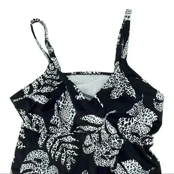 Swim Solutions Spotted Leaves Underwire Tankini Swim Top Size 10 - Picture 4 of 7